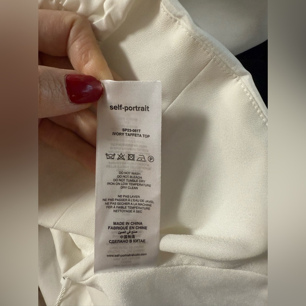 Self-Portrait Ivory Taffeta Top, size US 4 , UK 8, brand new with tag - Picture 9 of 9